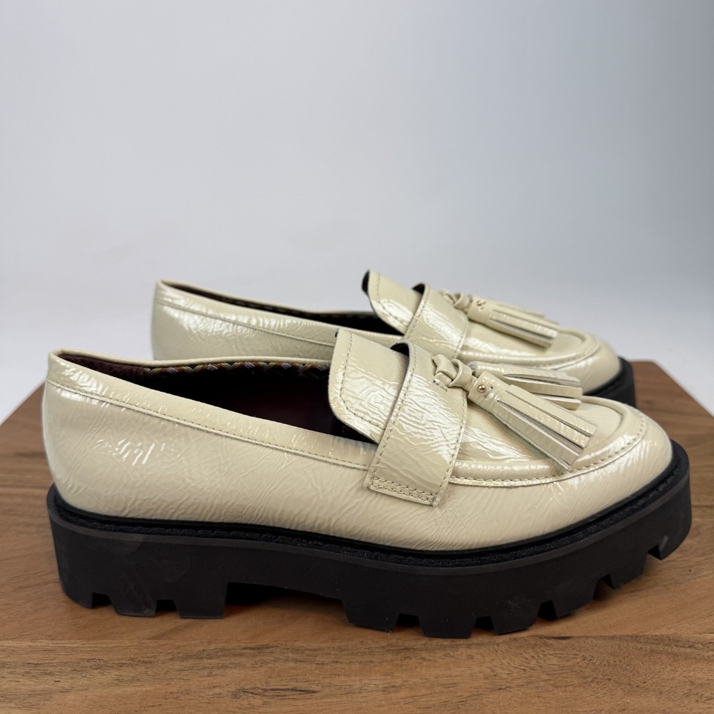 New Womens Sarto‎ By Franco Sarto Balinna Ivory Lug Sole Tassle Loafers Size 6.5
